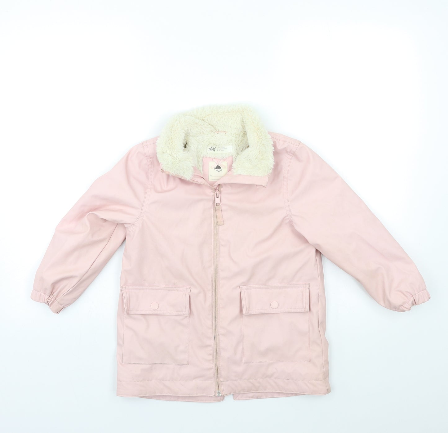 H&M Girls Pink   Overcoat Coat Size 6-7 Years