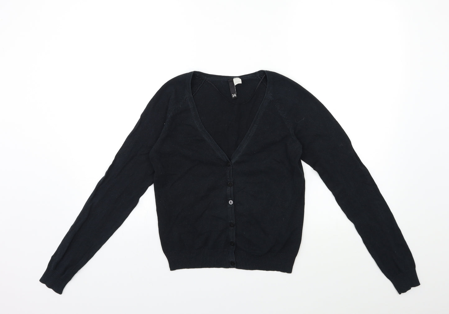 H&M Womens Black  Knit Cardigan Jumper Size 6