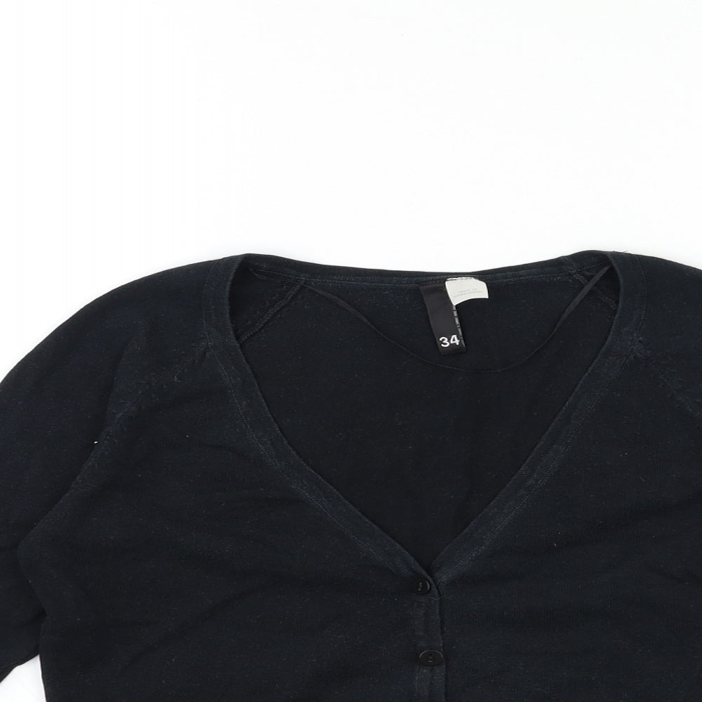 H&M Womens Black  Knit Cardigan Jumper Size 6