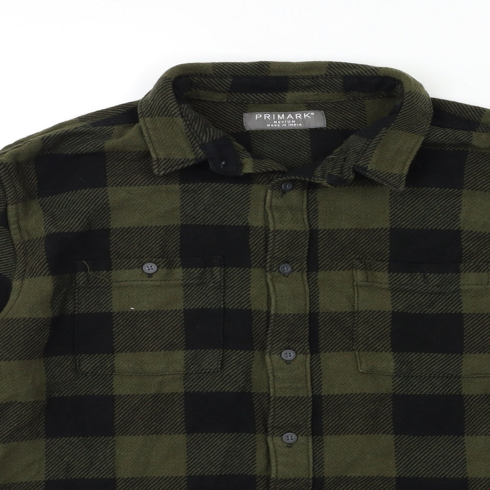 Primark Mens Green Check   Button-Up Size M