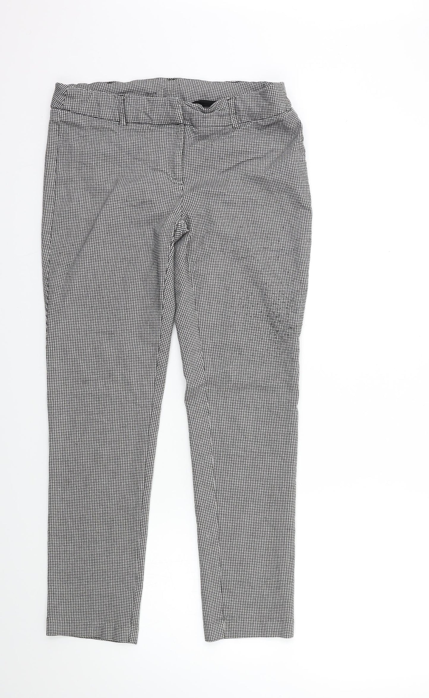 JNY Womens Black Houndstooth  Trousers  Size 14 L28 in