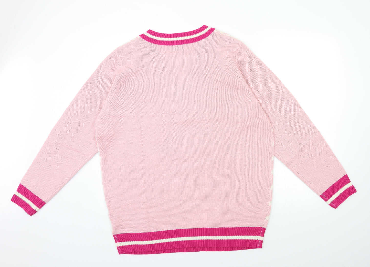 Studio 1 Womens Pink Houndstooth Knit Pullover Jumper Size 16