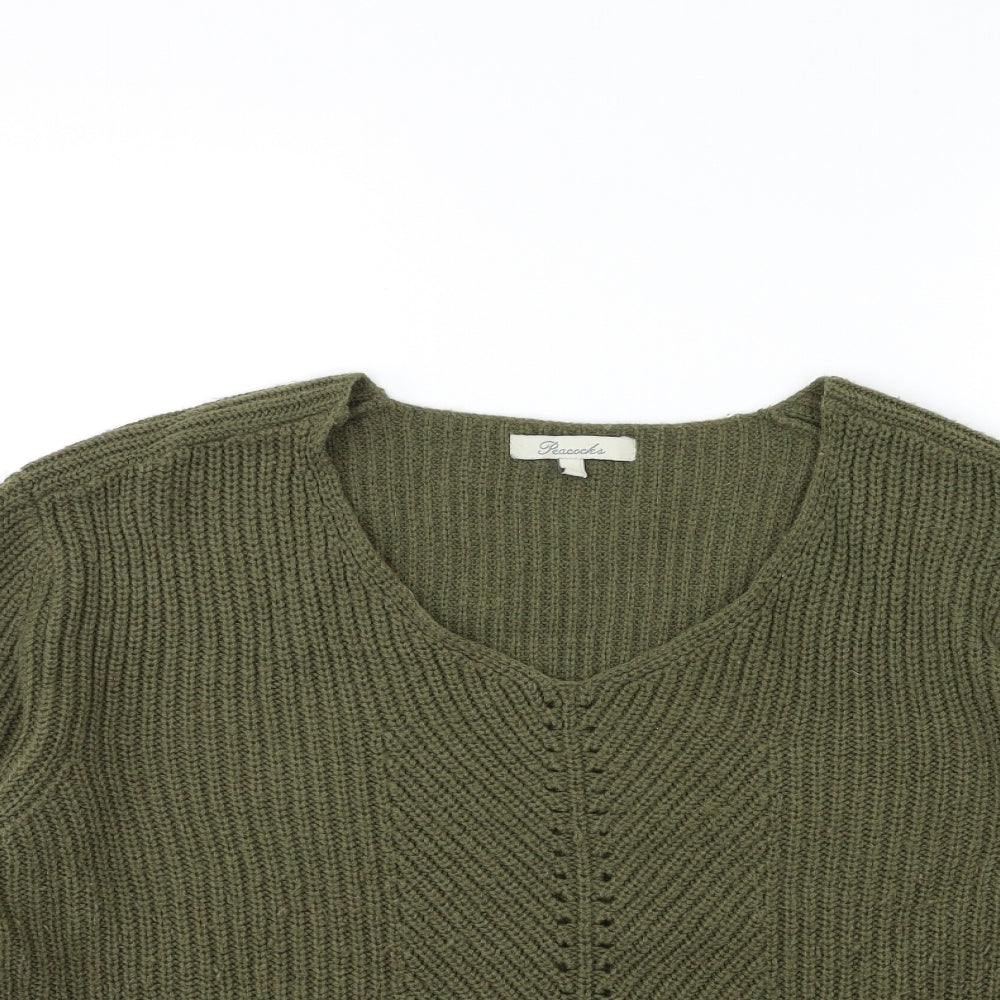 Peacocks Womens Green  Knit Pullover Jumper Size M