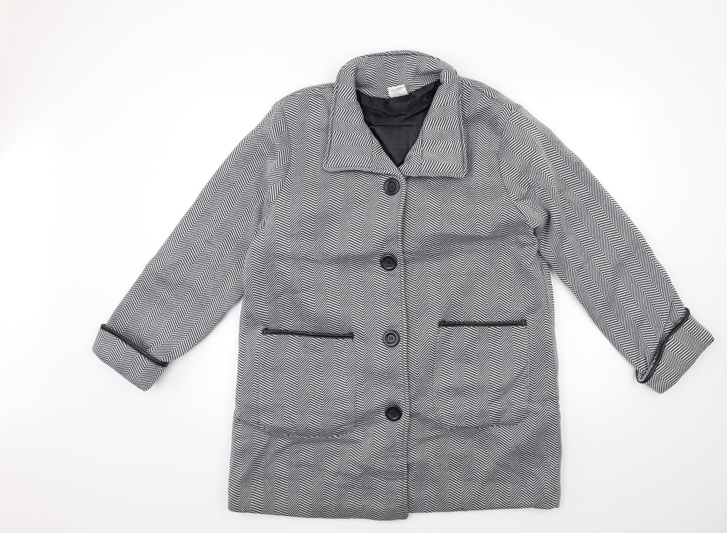 Anne De Lancay Womens Grey Striped  Jacket Coat Size 20