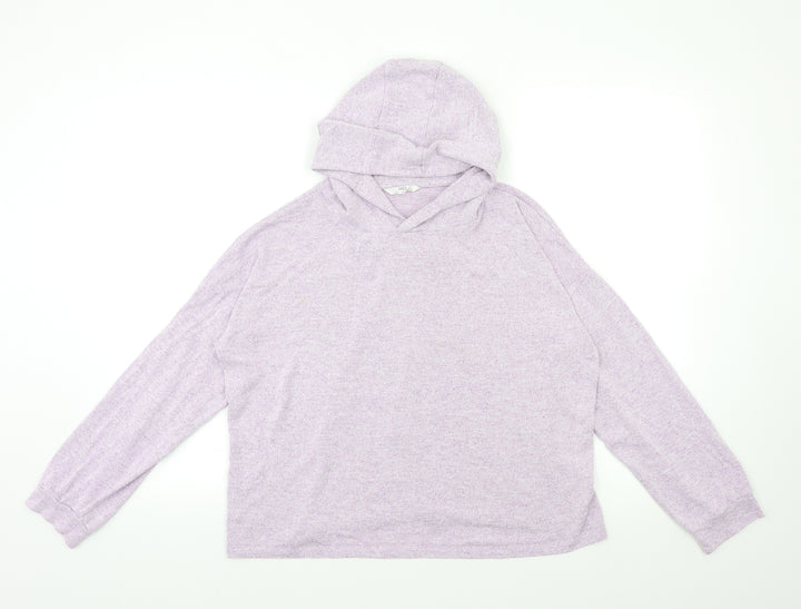 Marks and Spencer Girls Purple Knit Pullover Hoodie Size 13 Years