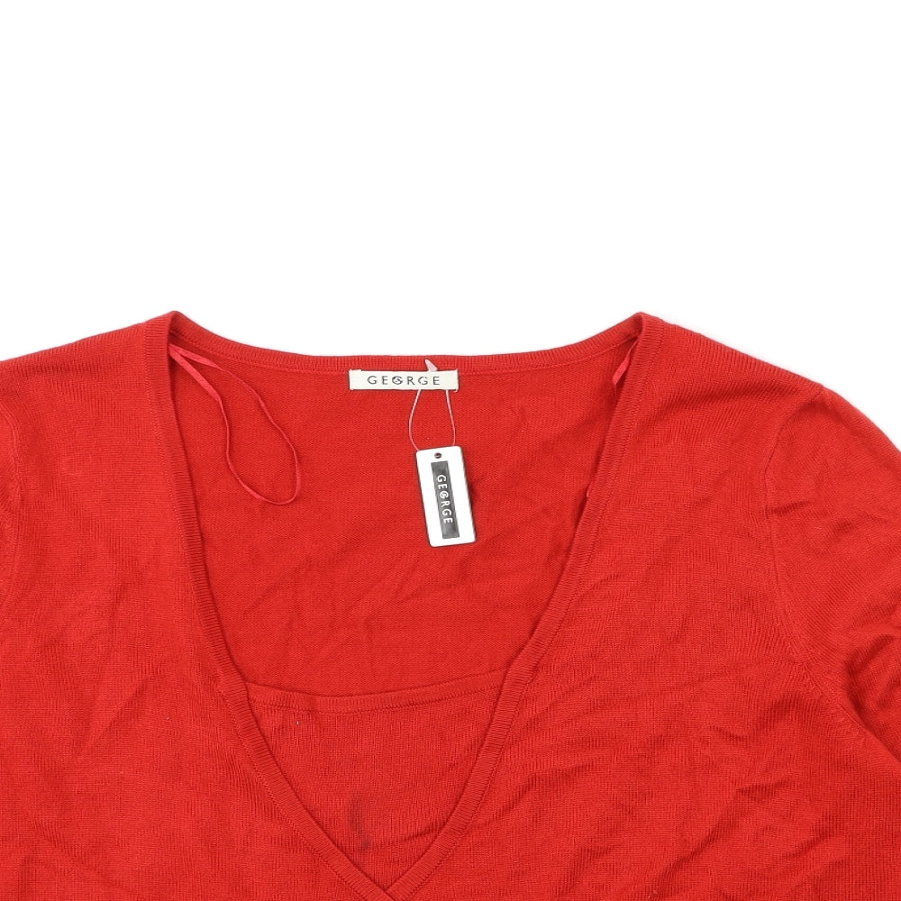 George Womens Red  Knit Pullover Jumper Size 20