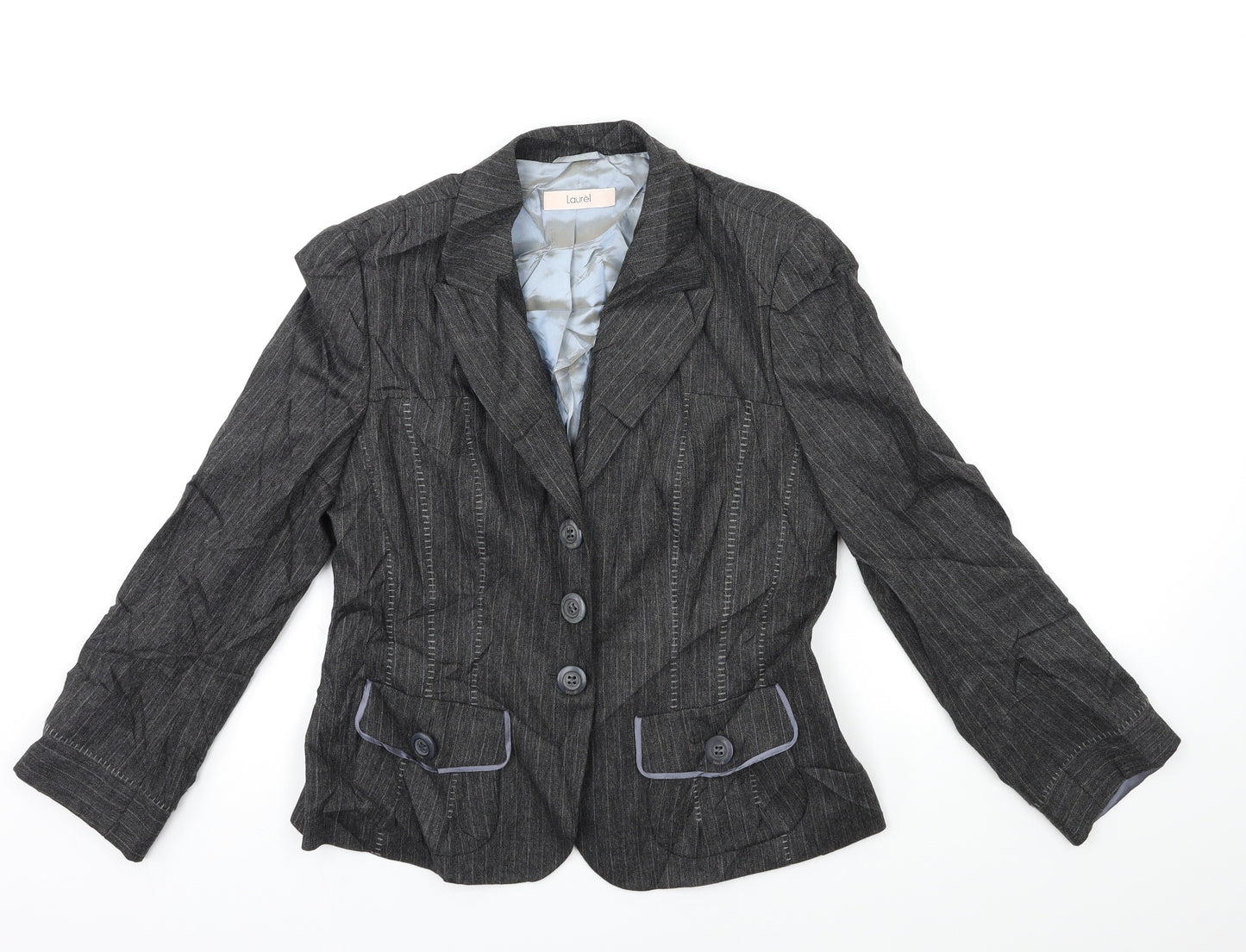 Laurel Womens Grey Striped  Jacket Suit Jacket Size 10