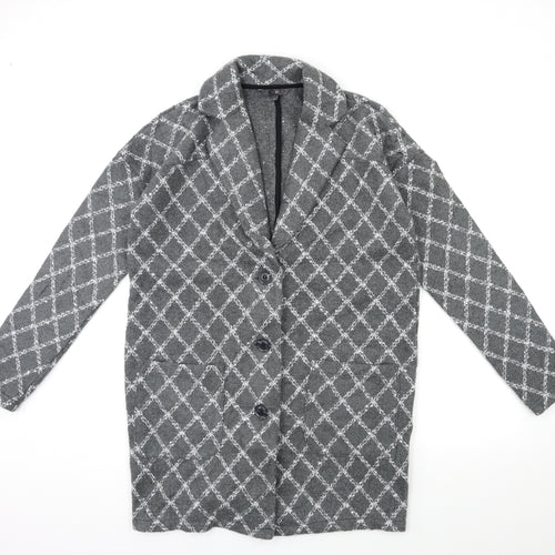 NEXT Womens Grey Check  Overcoat Coat Size M