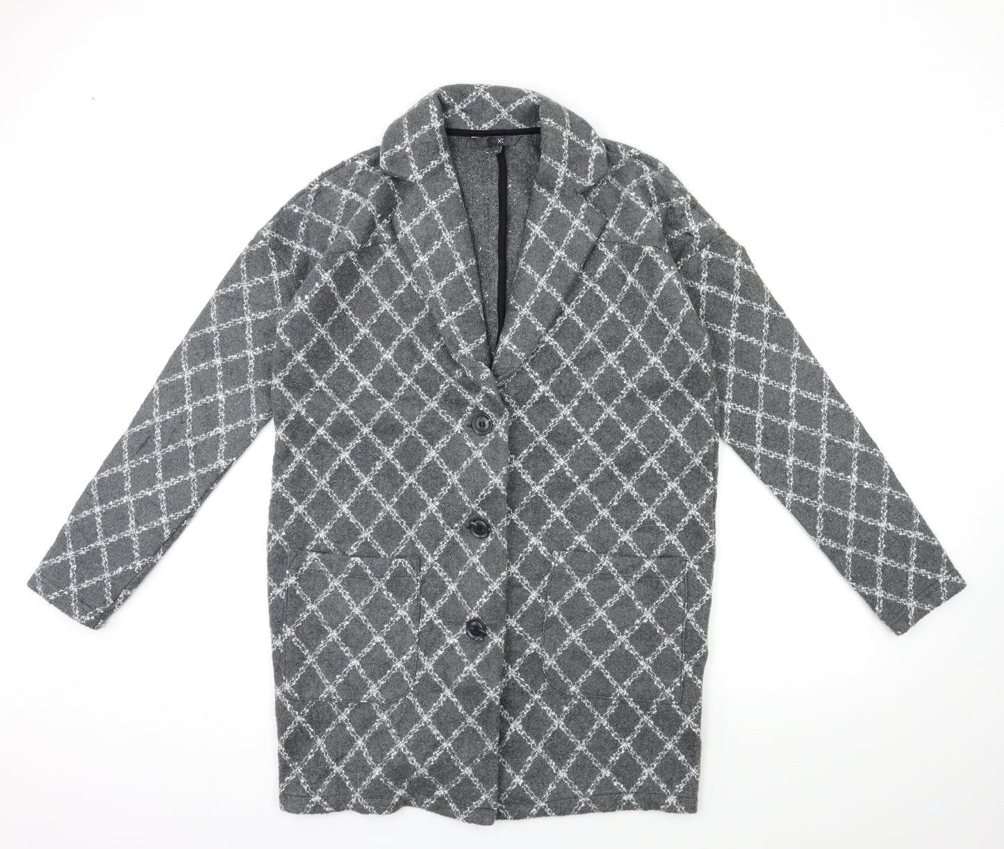 NEXT Womens Grey Check  Overcoat Coat Size M