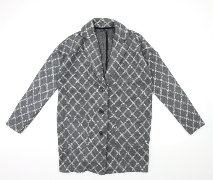 NEXT Womens Grey Check  Overcoat Coat Size M