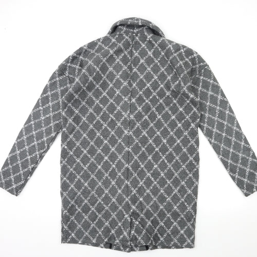 NEXT Womens Grey Check  Overcoat Coat Size M