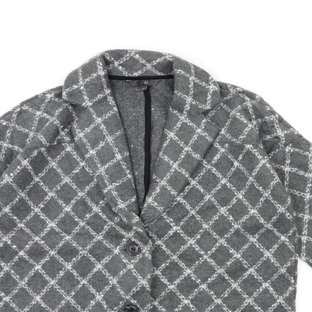 NEXT Womens Grey Check  Overcoat Coat Size M