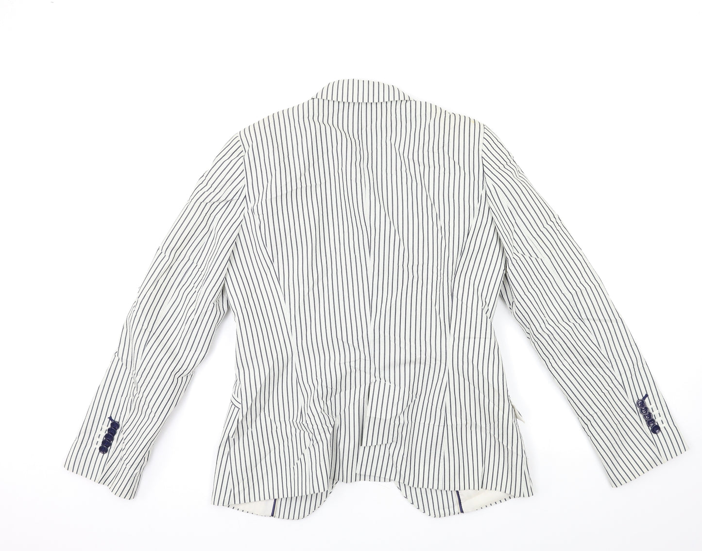 Zara Womens Blue Striped  Jacket Blazer Size L