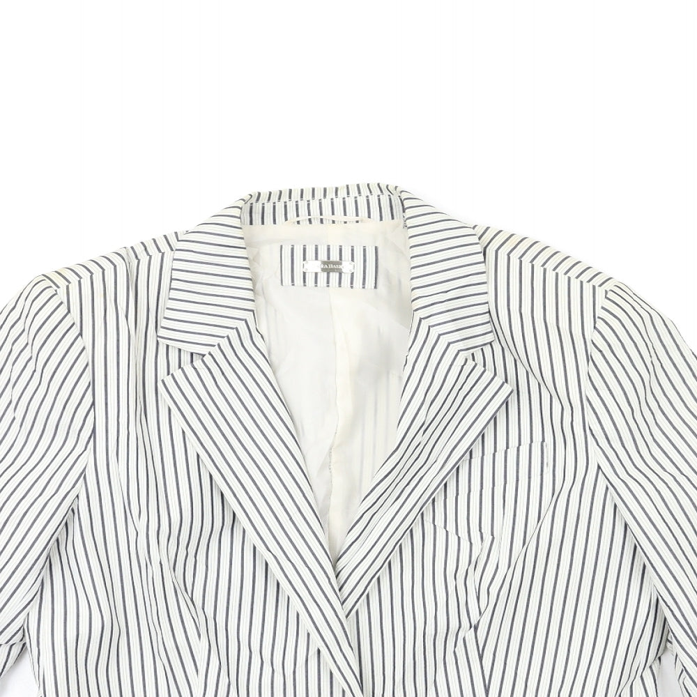 Zara Womens Blue Striped  Jacket Blazer Size L
