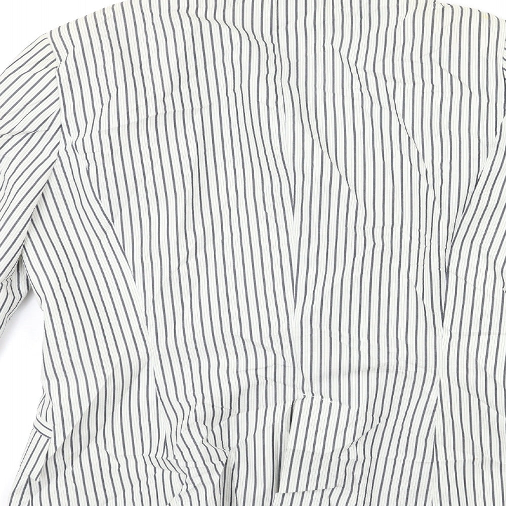 Zara Womens Blue Striped  Jacket Blazer Size L