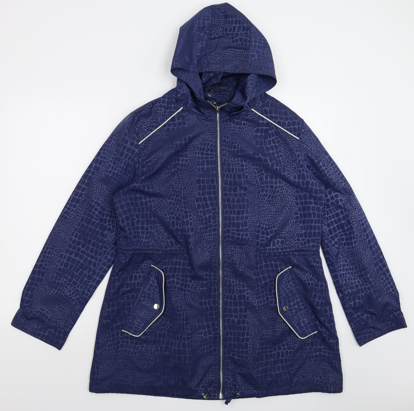 Finesse Womens Blue Animal Print  Rain Coat Coat Size 14