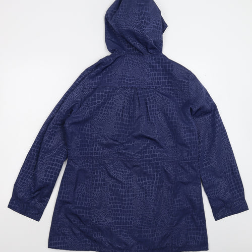 Finesse Womens Blue Animal Print  Rain Coat Coat Size 14