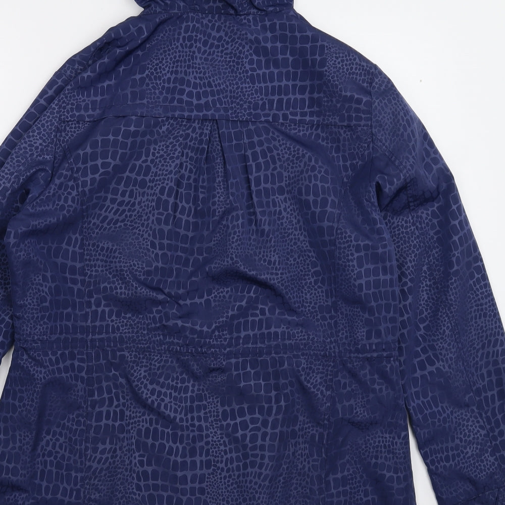 Finesse Womens Blue Animal Print  Rain Coat Coat Size 14