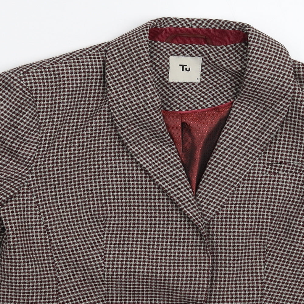TU Womens Multicoloured Check  Jacket Suit Jacket Size 8