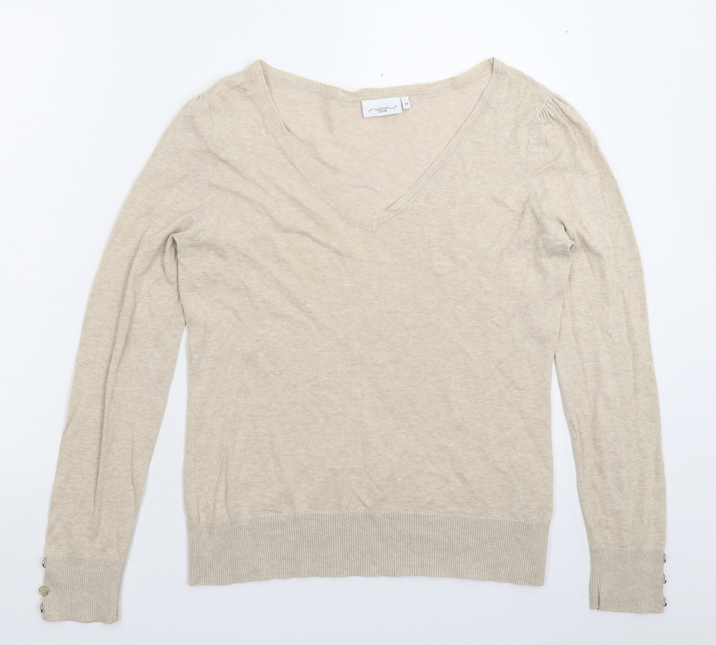 New Look Womens Beige  Knit Pullover Jumper Size 14