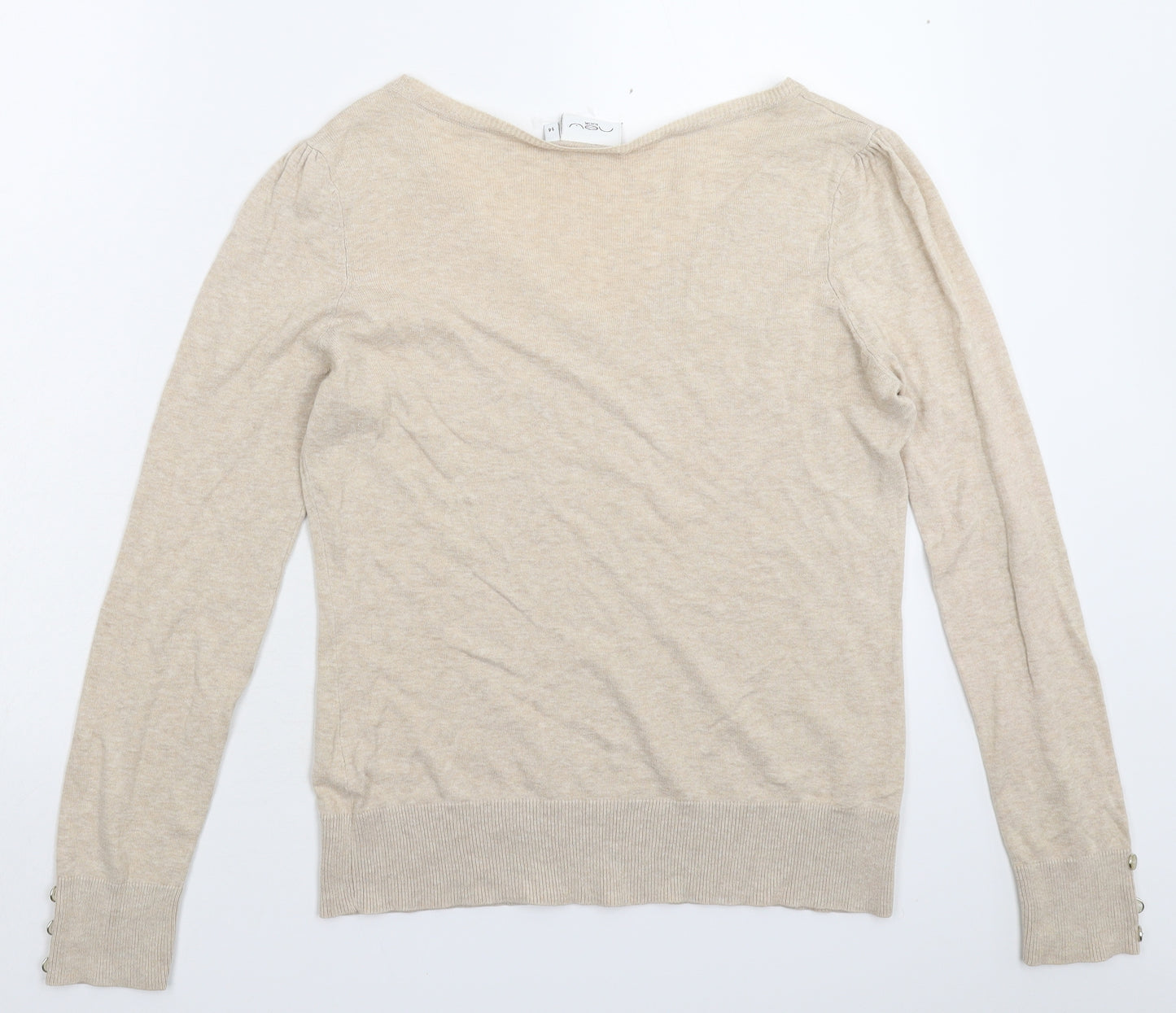 New Look Womens Beige  Knit Pullover Jumper Size 14