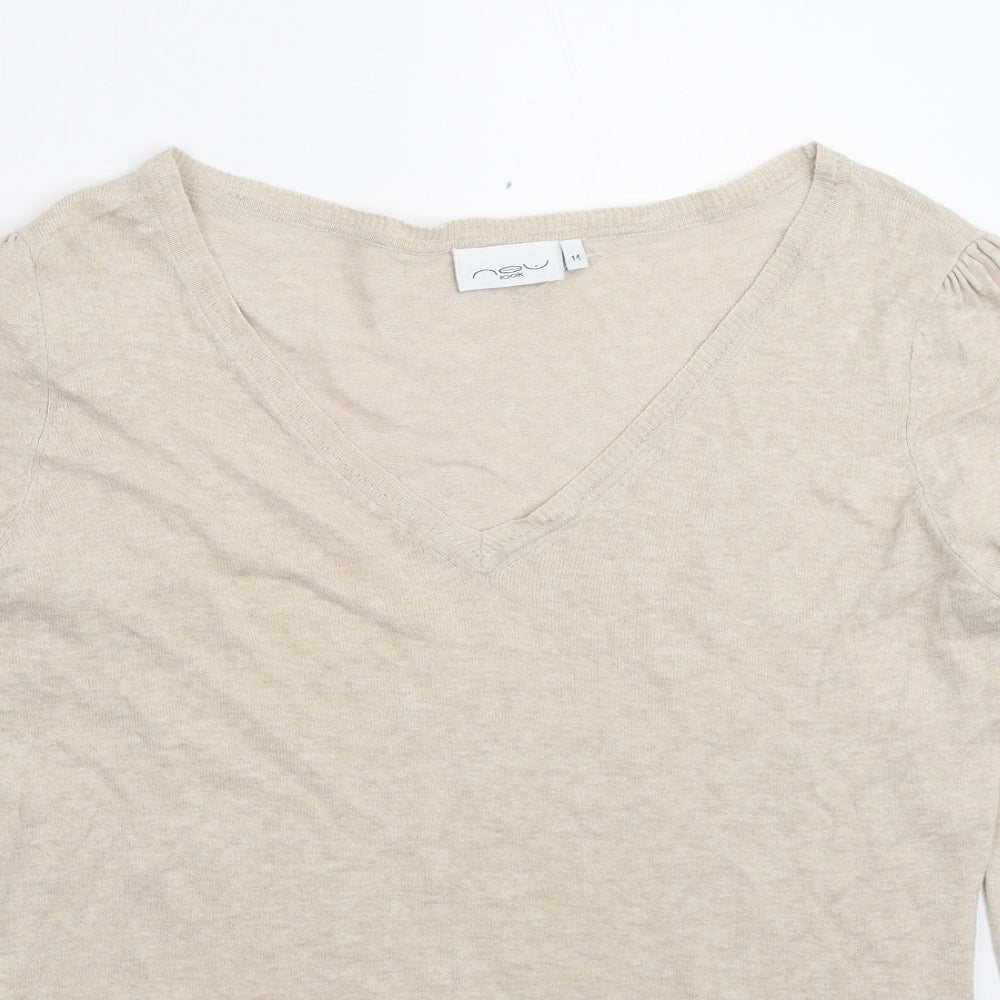 New Look Womens Beige  Knit Pullover Jumper Size 14