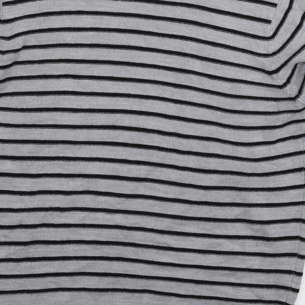 Cedar Wood State Mens Grey Striped Knit Pullover Jumper Size M