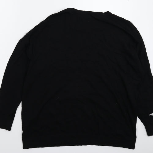 Wallis Womens Black Geometric Knit Pullover Jumper Size M  - Oversized