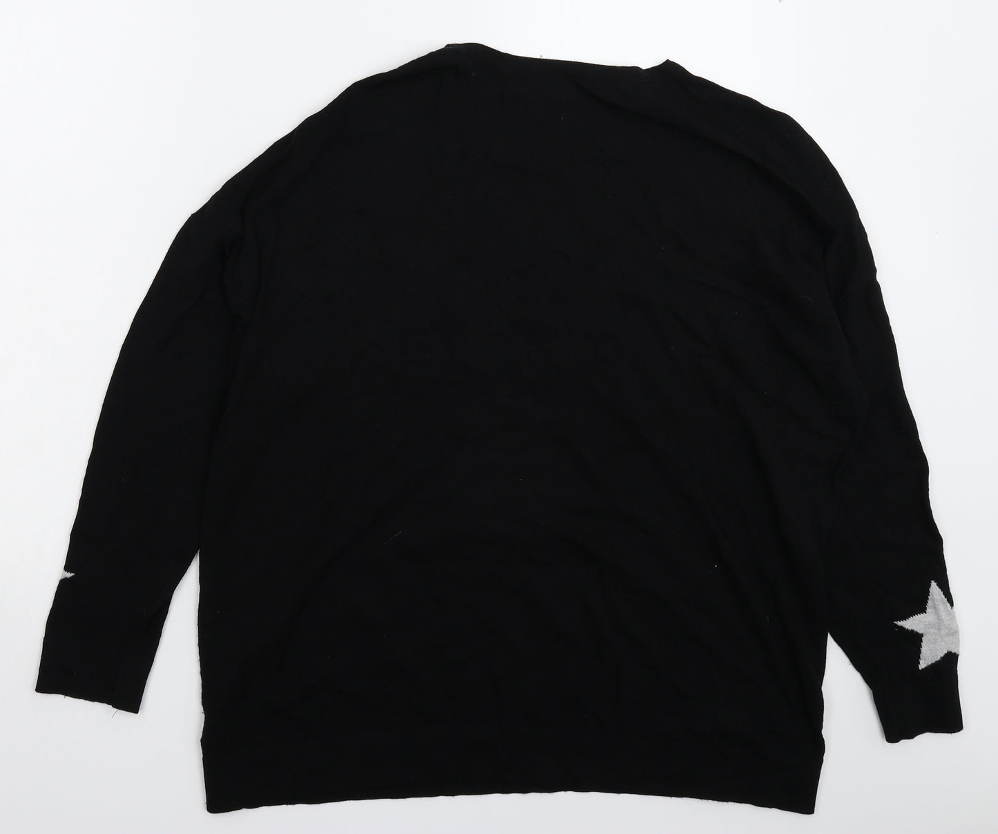 Wallis Womens Black Geometric Knit Pullover Jumper Size M  - Oversized