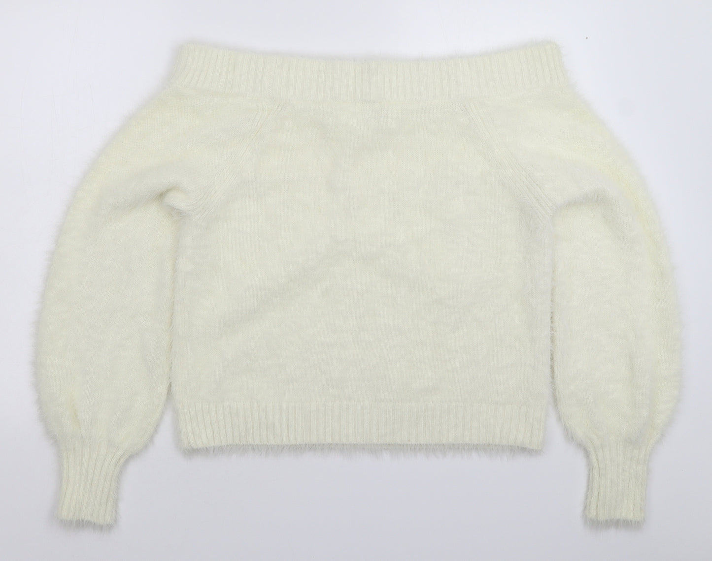 River Island Womens White  Knit Pullover Jumper Size 14