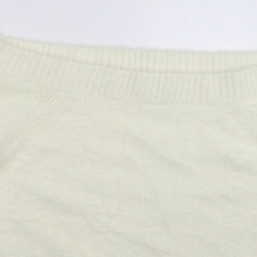 River Island Womens White  Knit Pullover Jumper Size 14