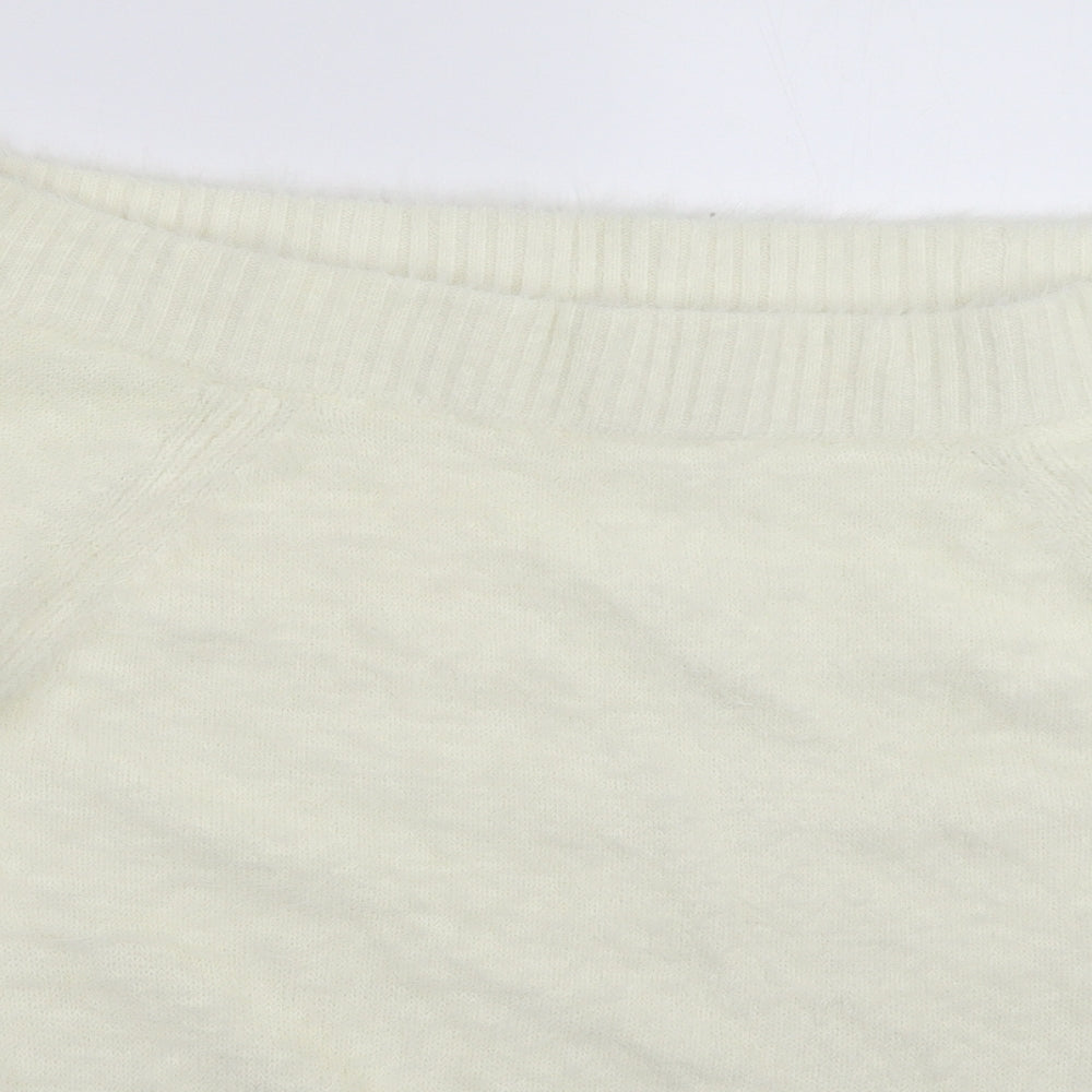 River Island Womens White  Knit Pullover Jumper Size 14