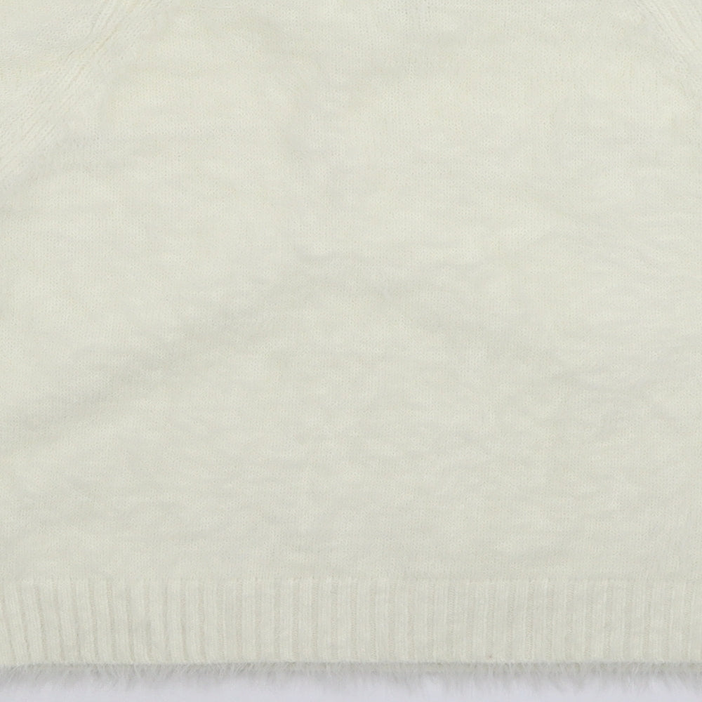 River Island Womens White  Knit Pullover Jumper Size 14