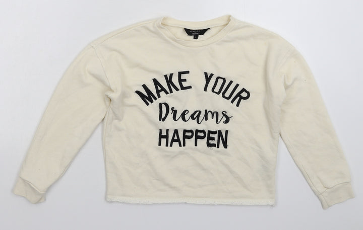 New Look Girls White   Pullover Sweatshirt Size 9 Years