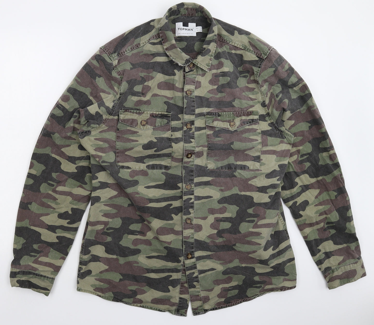 Topman Mens Multicoloured Camouflage  Jacket  Size L  - Overshirt