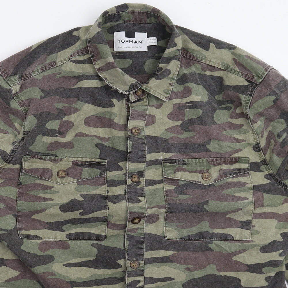 Topman Mens Multicoloured Camouflage  Jacket  Size L  - Overshirt