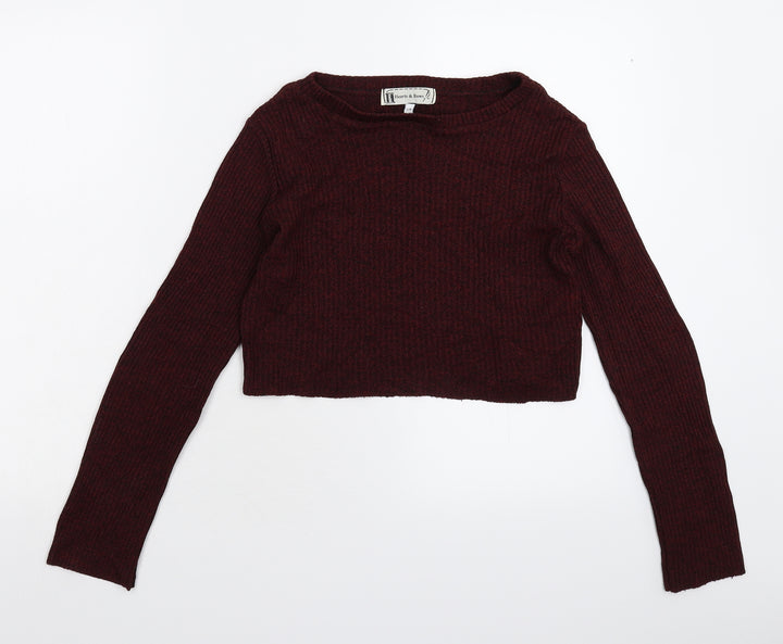 Hearts & Bows Womens Brown  Knit Pullover Jumper Size S
