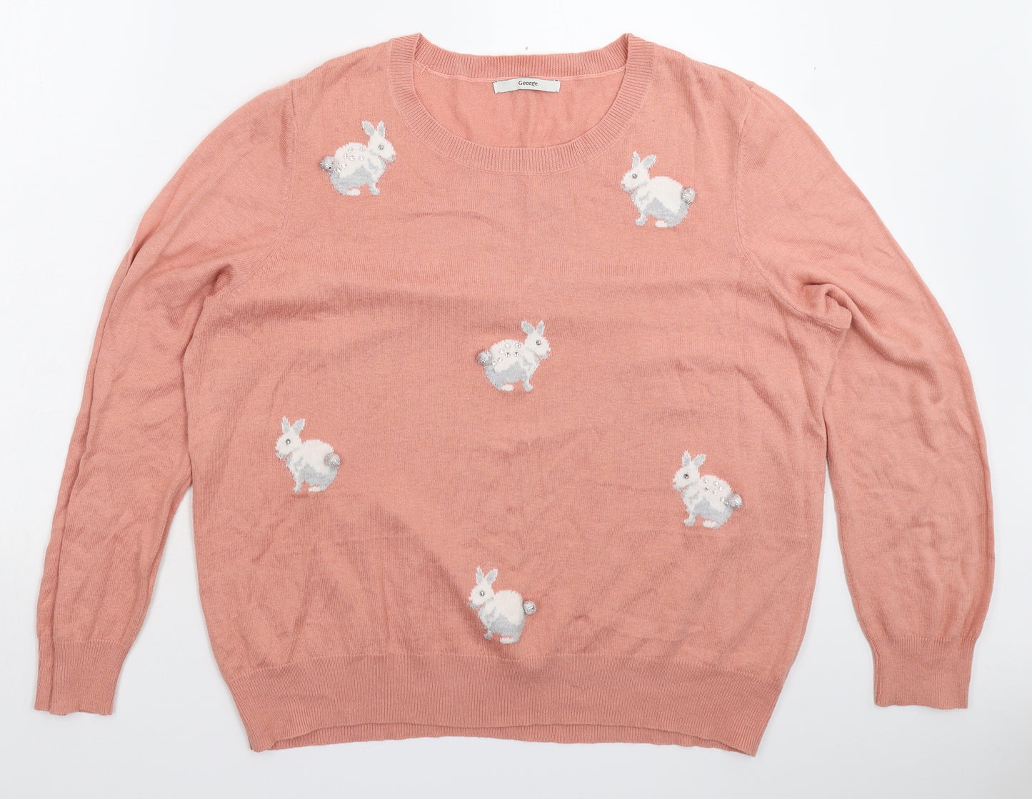 George Womens Pink  Knit Pullover Jumper Size 20