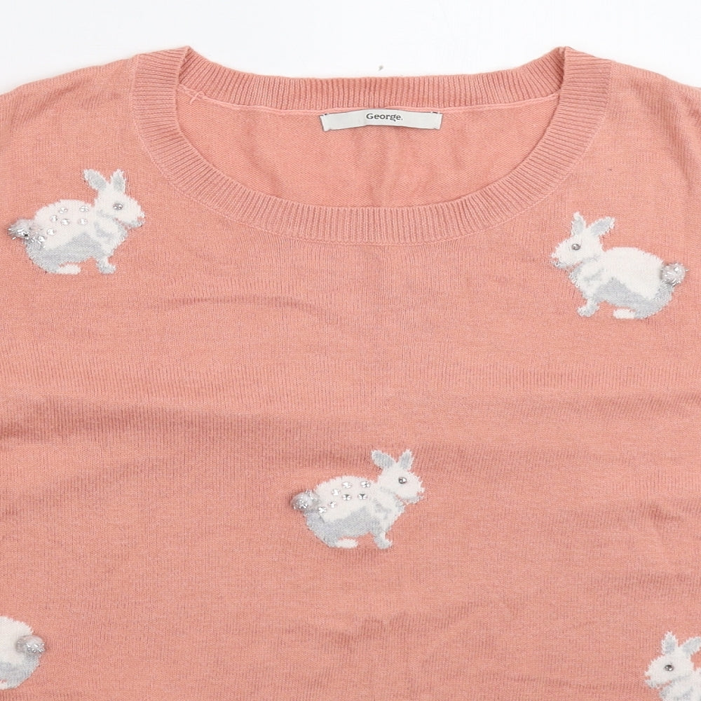 George Womens Pink  Knit Pullover Jumper Size 20