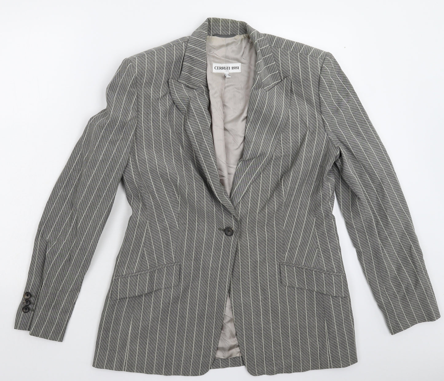 Cerruti 1881 Womens Grey Striped  Jacket Suit Jacket Size 14
