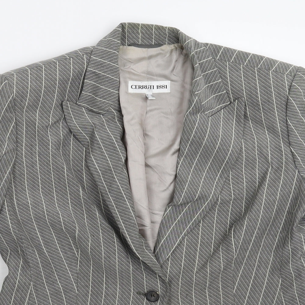 Cerruti 1881 Womens Grey Striped  Jacket Suit Jacket Size 14