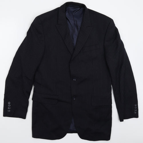 Alto Mens Blue Striped  Jacket Suit Jacket Size 38