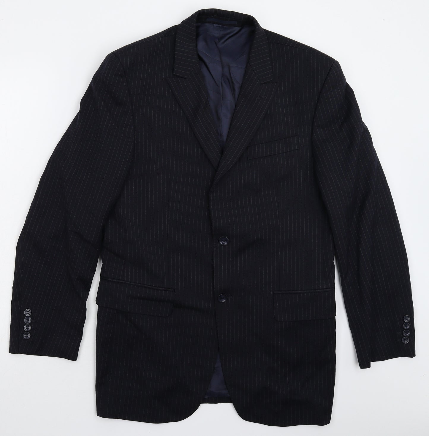 Alto Mens Blue Striped  Jacket Suit Jacket Size 38