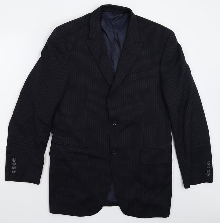 Alto Mens Blue Striped  Jacket Suit Jacket Size 38