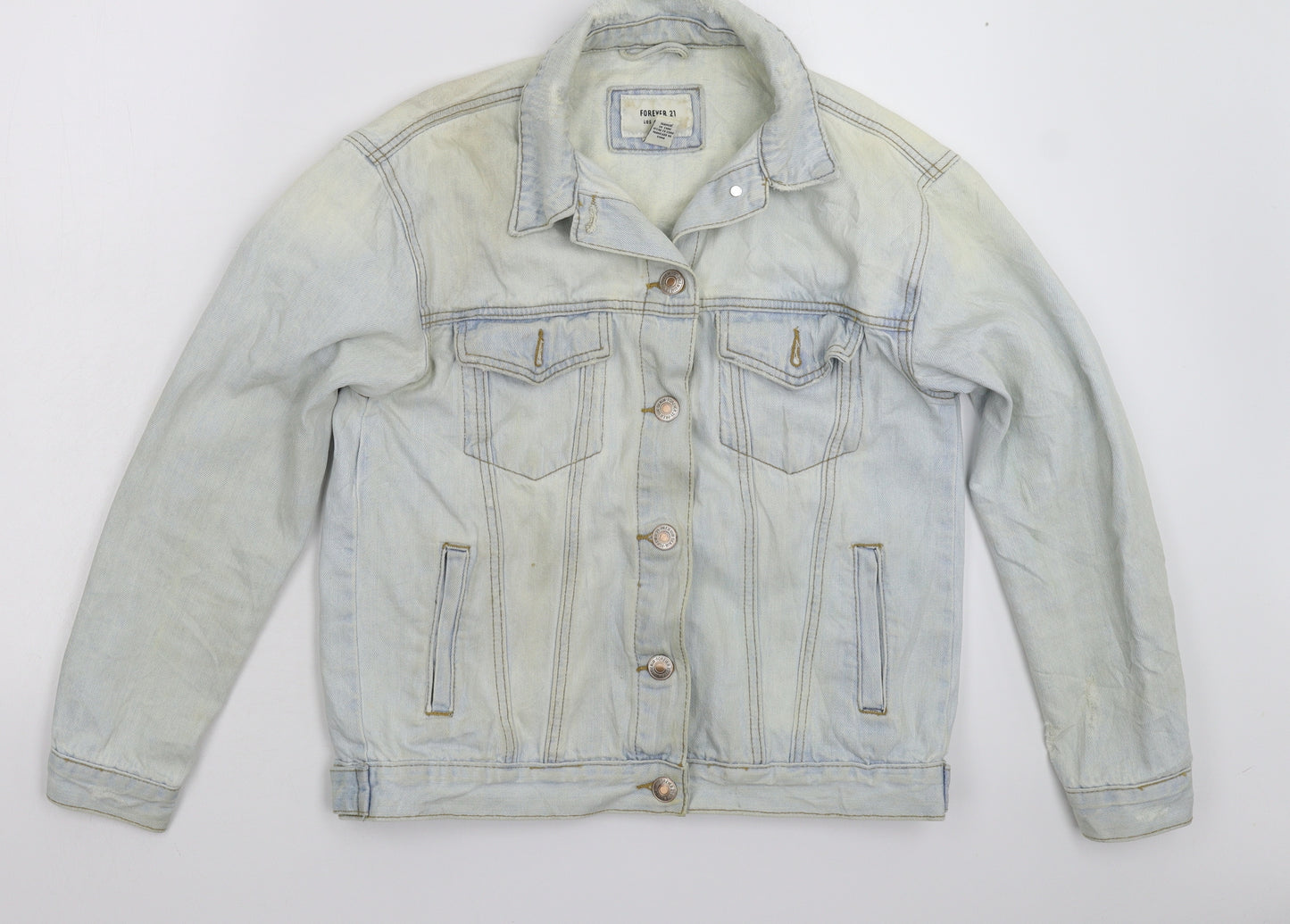 FOREVER 21 Womens Blue  Denim Jacket  Size S  - Distressed