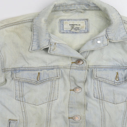 FOREVER 21 Womens Blue  Denim Jacket  Size S  - Distressed