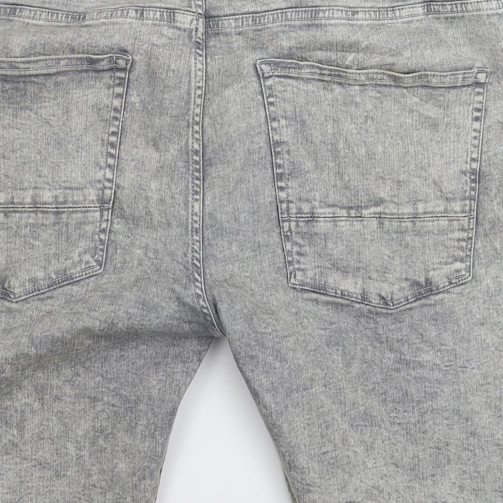 River Island Mens Grey  Denim Bermuda Shorts Size 40