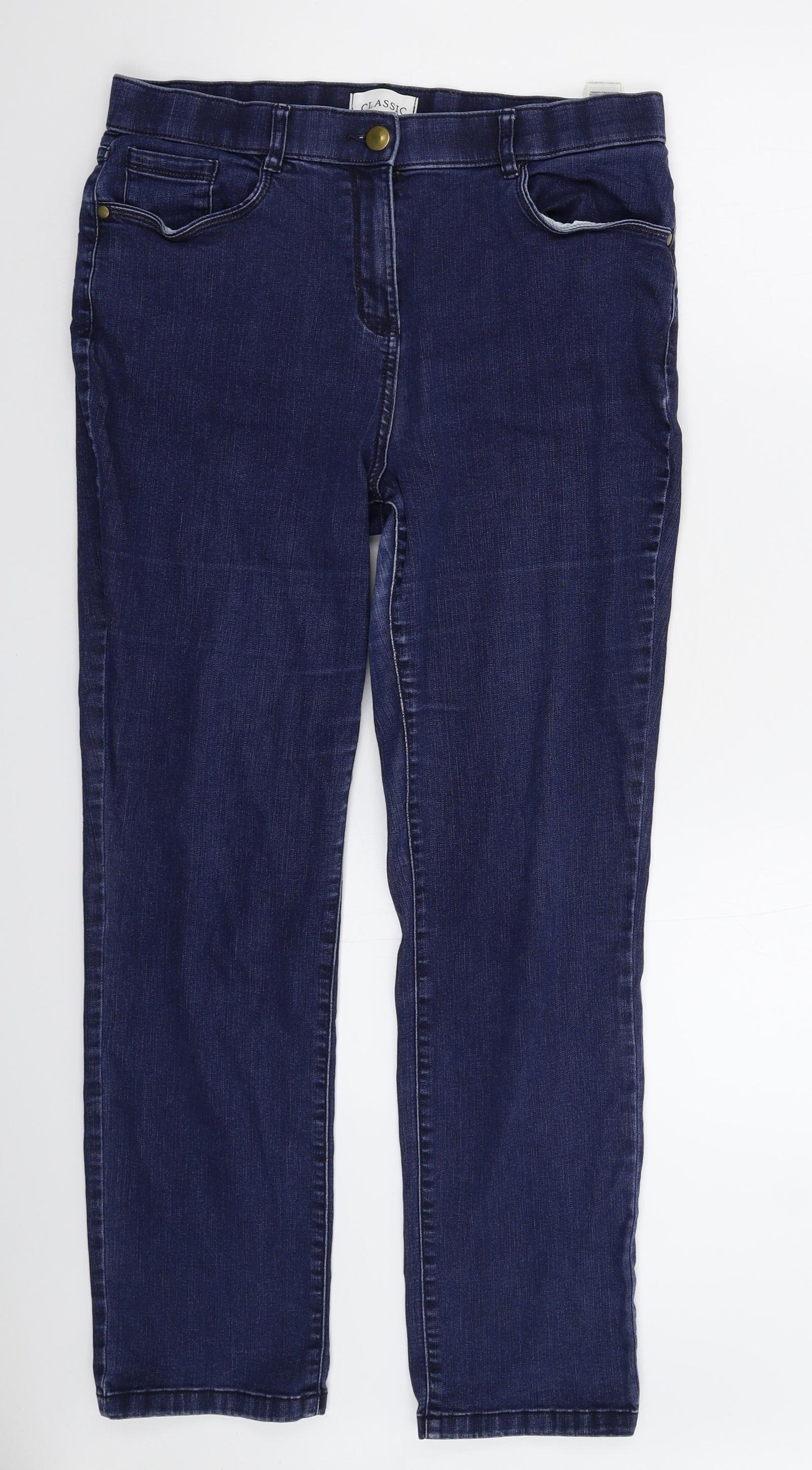 Marks and Spencer Womens Blue  Denim Straight Jeans Size 14 L28 in