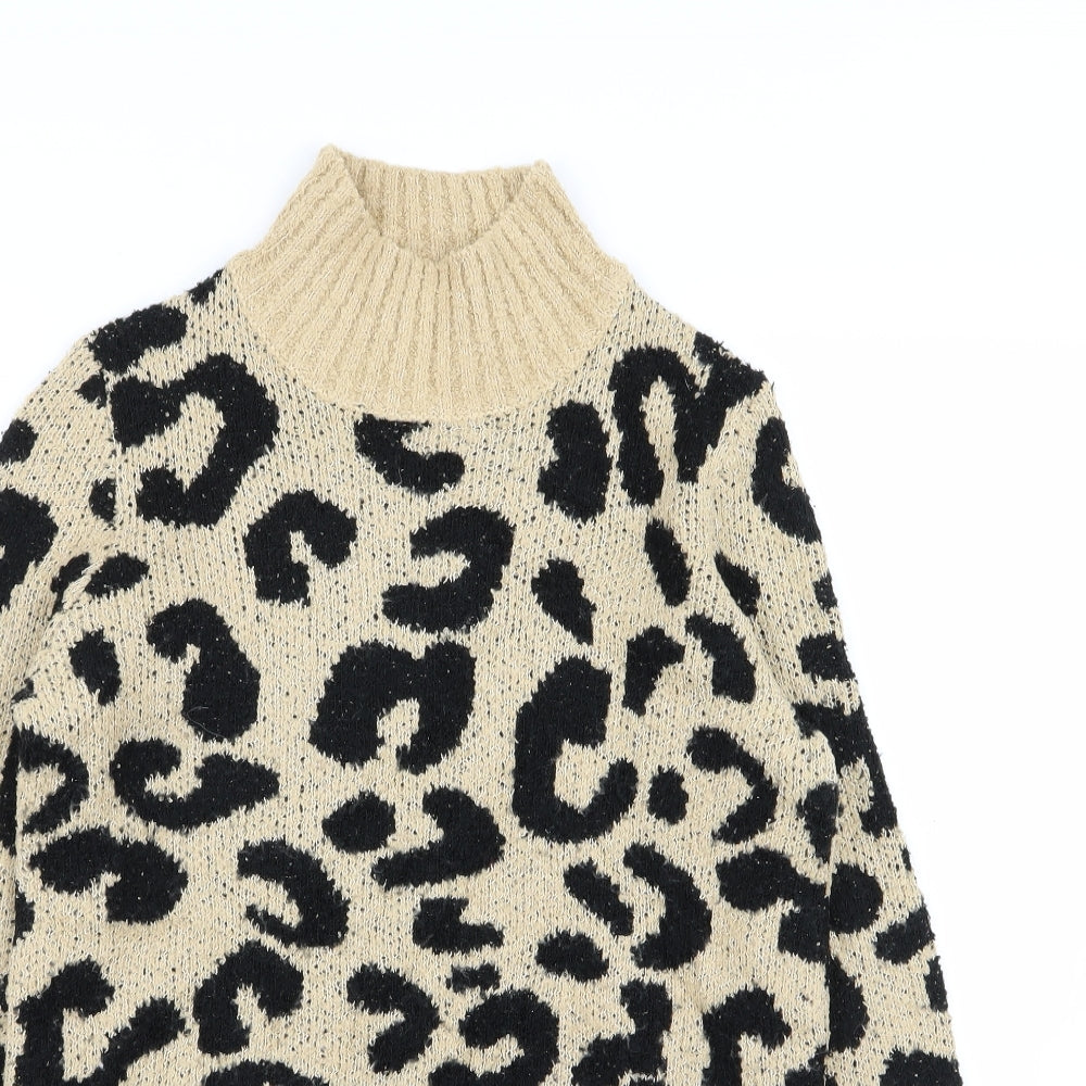 M&Co Womens Beige Animal Print  Pullover Jumper Size 8