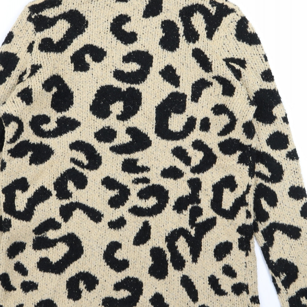 M&Co Womens Beige Animal Print  Pullover Jumper Size 8